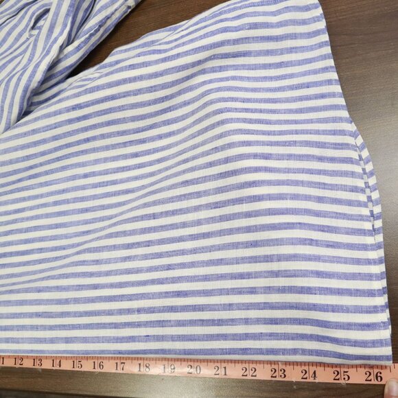 Chico's No-Iron Linen Shirt Womens XXL Blue Preppy Nautical Coastal Classic - Picture 13 of 16